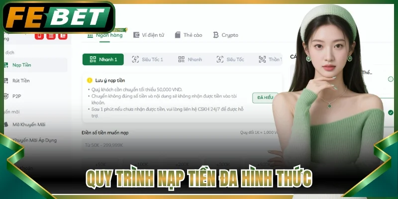 Quy trình nạp tiền đa hình thức