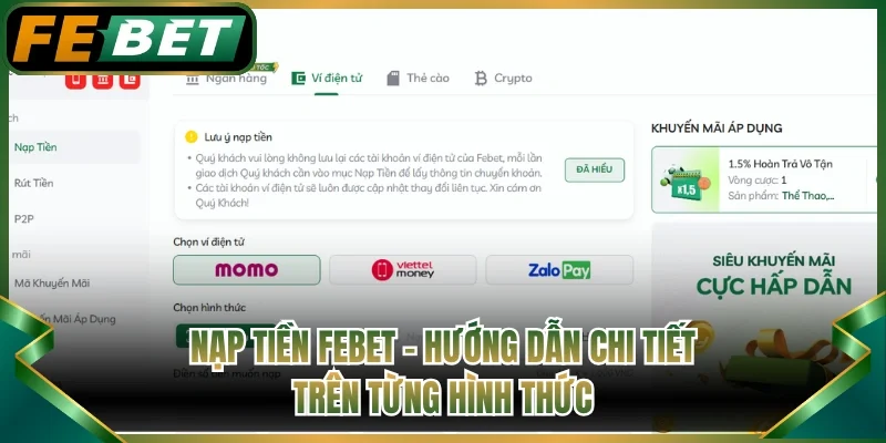 Nạp Tiền FEBET - Hướng Dẫn Chi Tiết Trên Từng Hình Thức